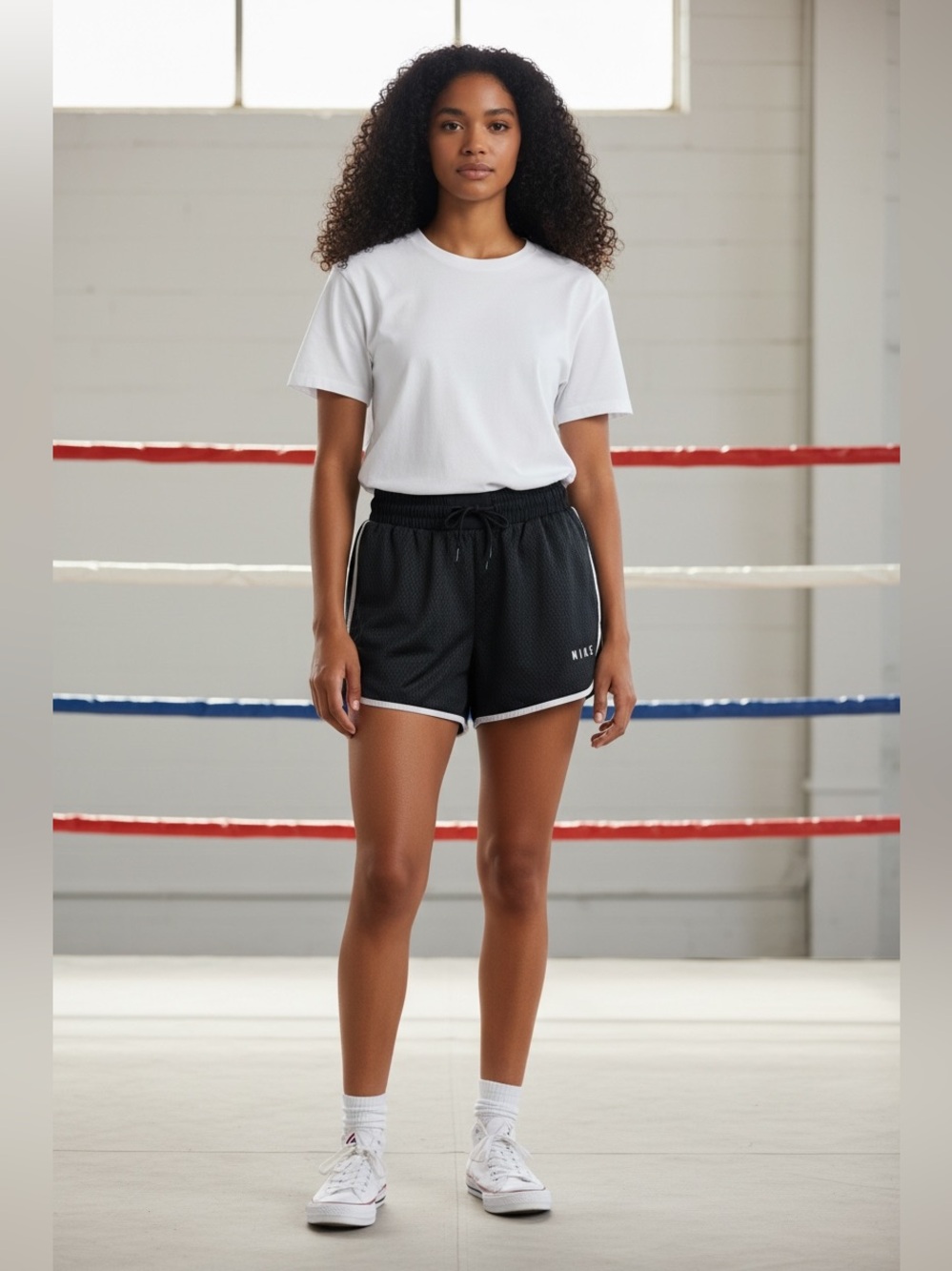 Nike Black Athletic Mesh Shorts with White Piping